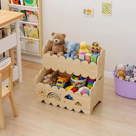 Wooden Kids Toy Storage and Bookshelf