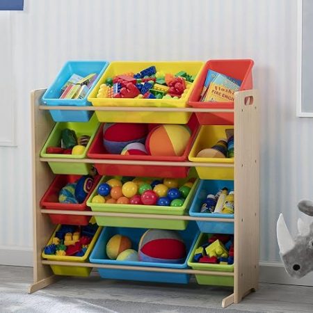 Kids Toy Storage Organizer with Plastic Bins